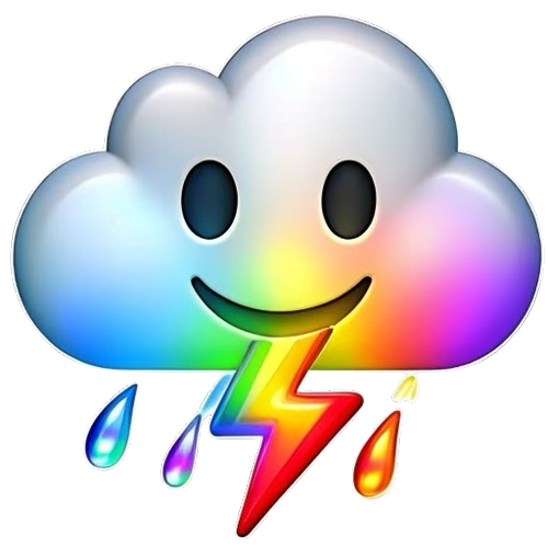 Cloud with Rainbow Lighting Bolts